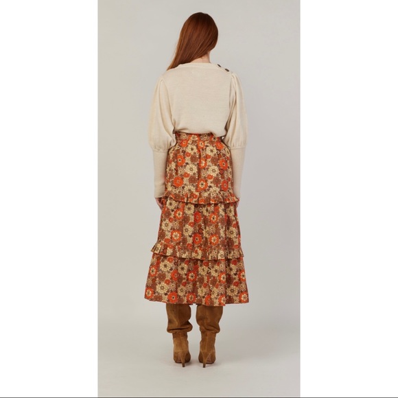 Anthropologie Stella Pardo Retro Floral Tiered Midi Skirt NWT New M *Run… - Picture 14 of 16